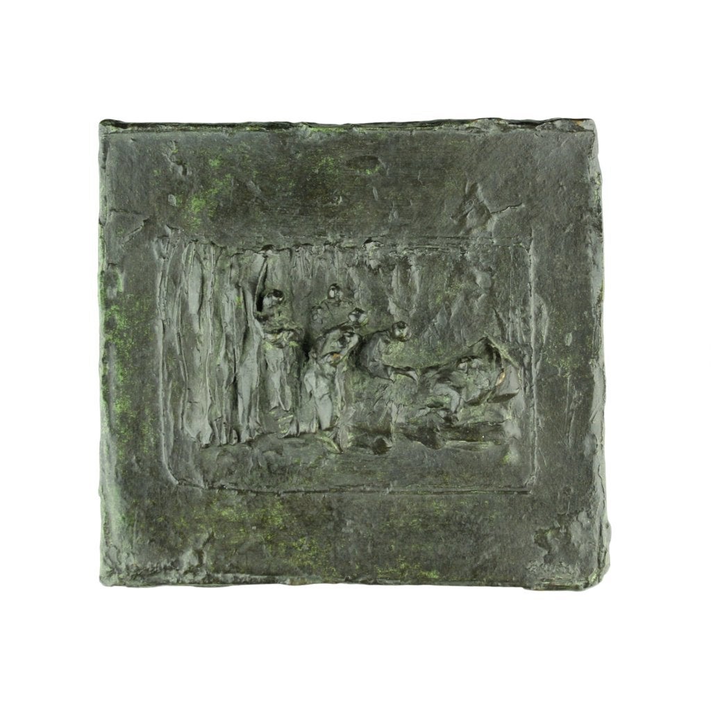 BRONZEN PLAQUETTE Hans Bayens DE GROTE VISITE, Antiek en Kunst, Kunst | Overige Kunst, Ophalen of Verzenden