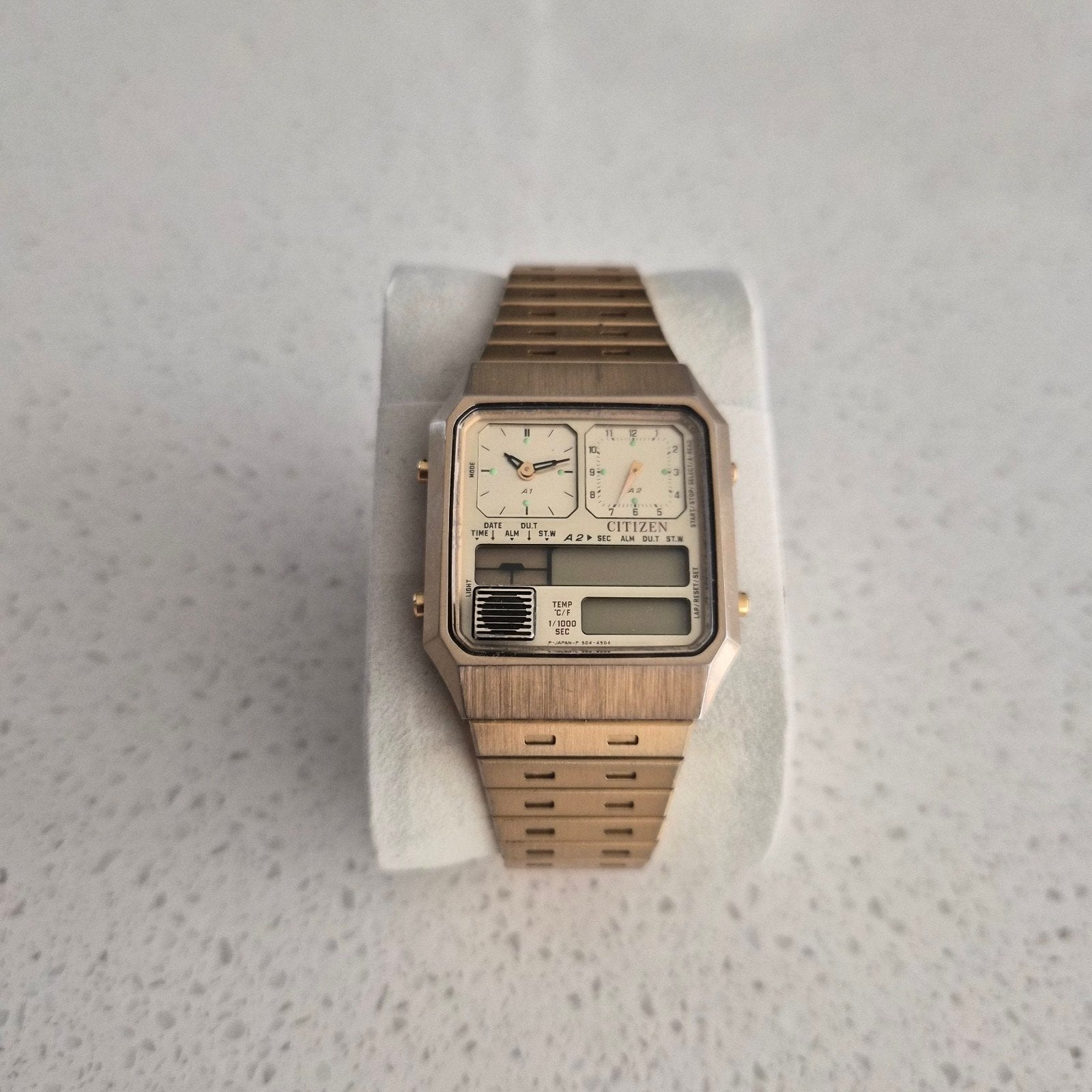 Citizen Ana-digi temp Horloge Watch Vintage Japan Gold, Staal, Met bandje, Polshorloge, Citizen