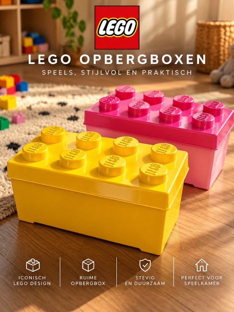 LEGO Brick 8 Opbergboxen - roze en geel, Overige thema's, Lego, Accessoire, Ophalen of Verzenden