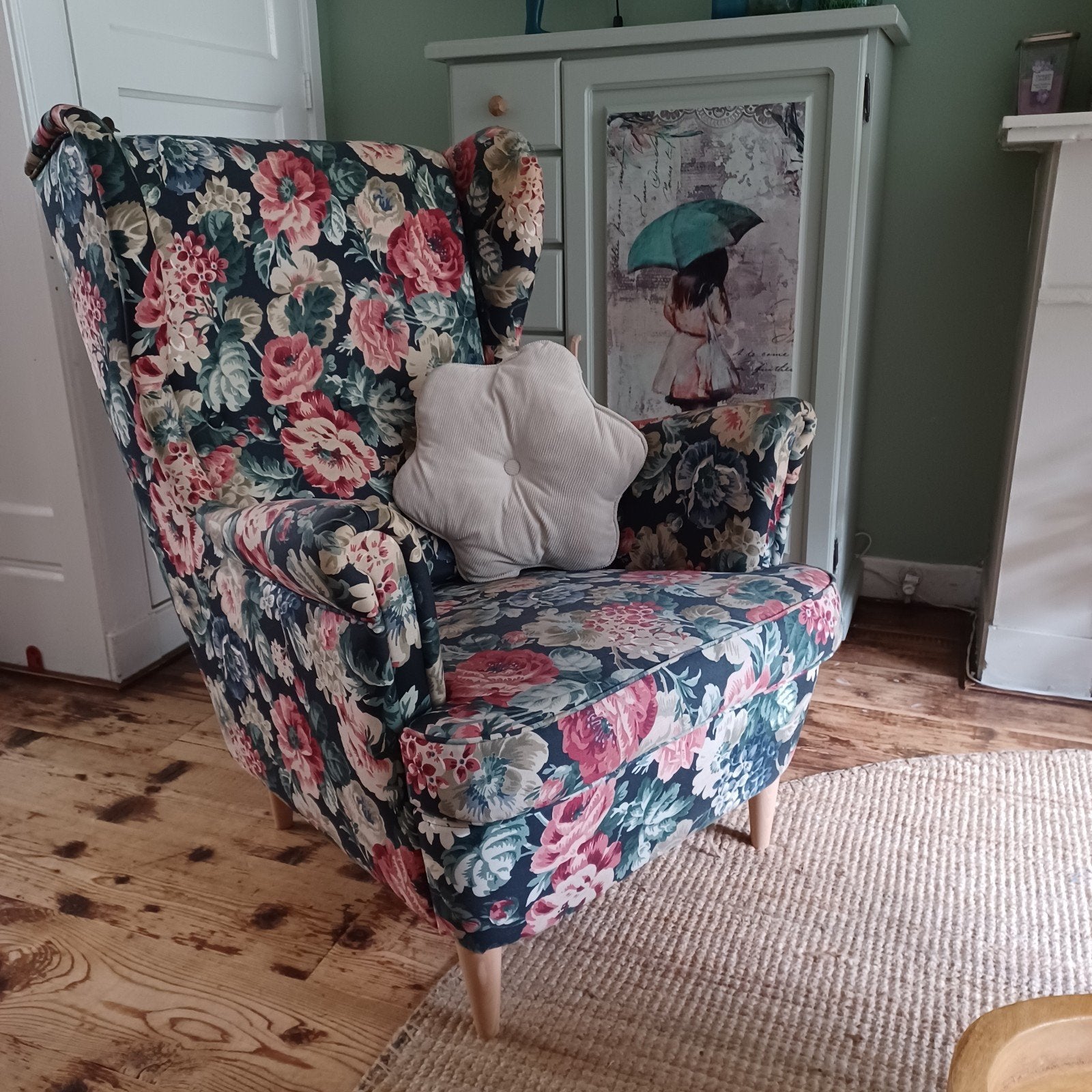 Rozenfauteuil, Huis en Inrichting, Ophalen, Gebruikt, Stof, 75 tot 100 cm