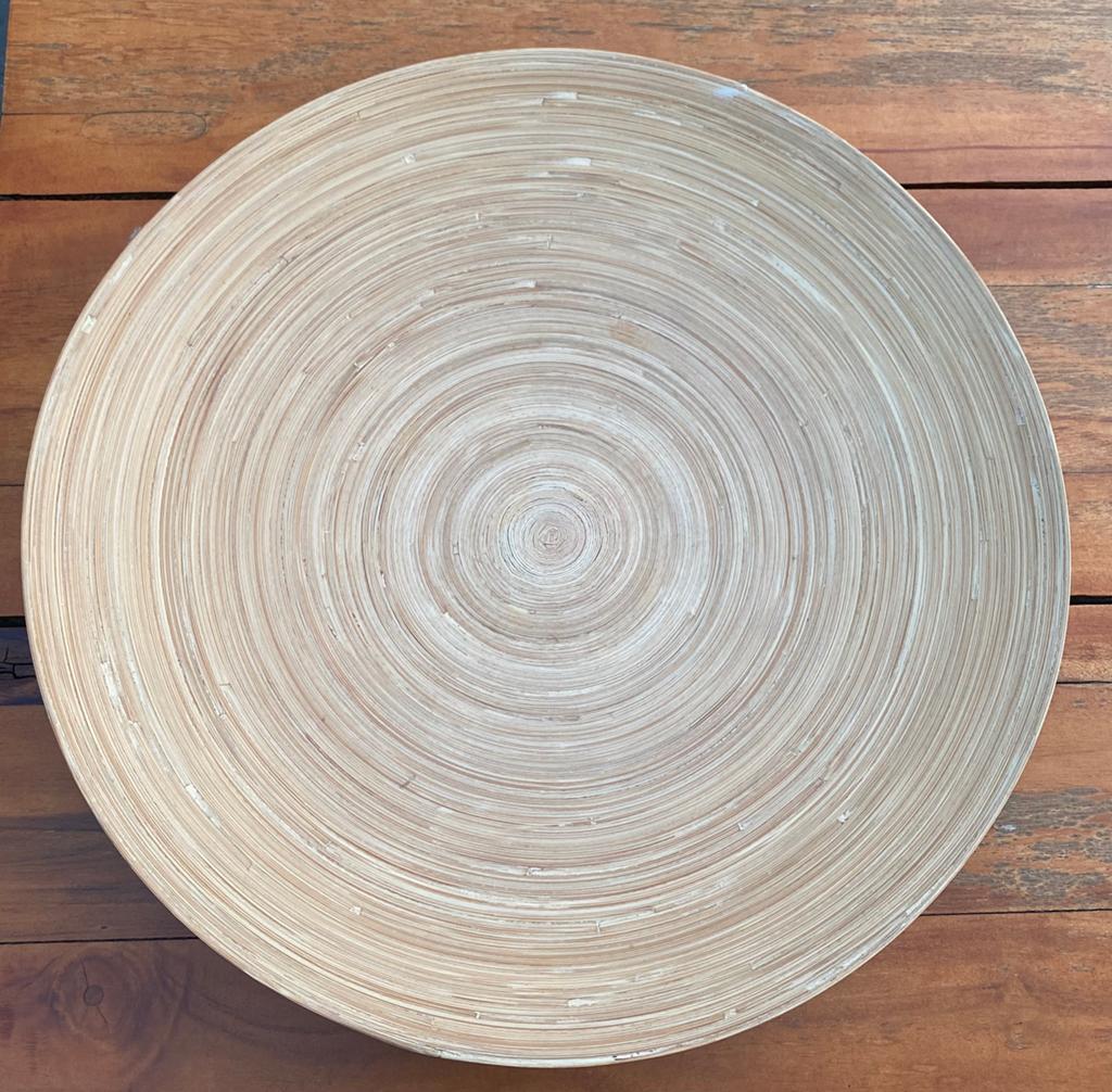 Decoratieve houten schaal, Ophalen, Gebruikt, Rond, Hout