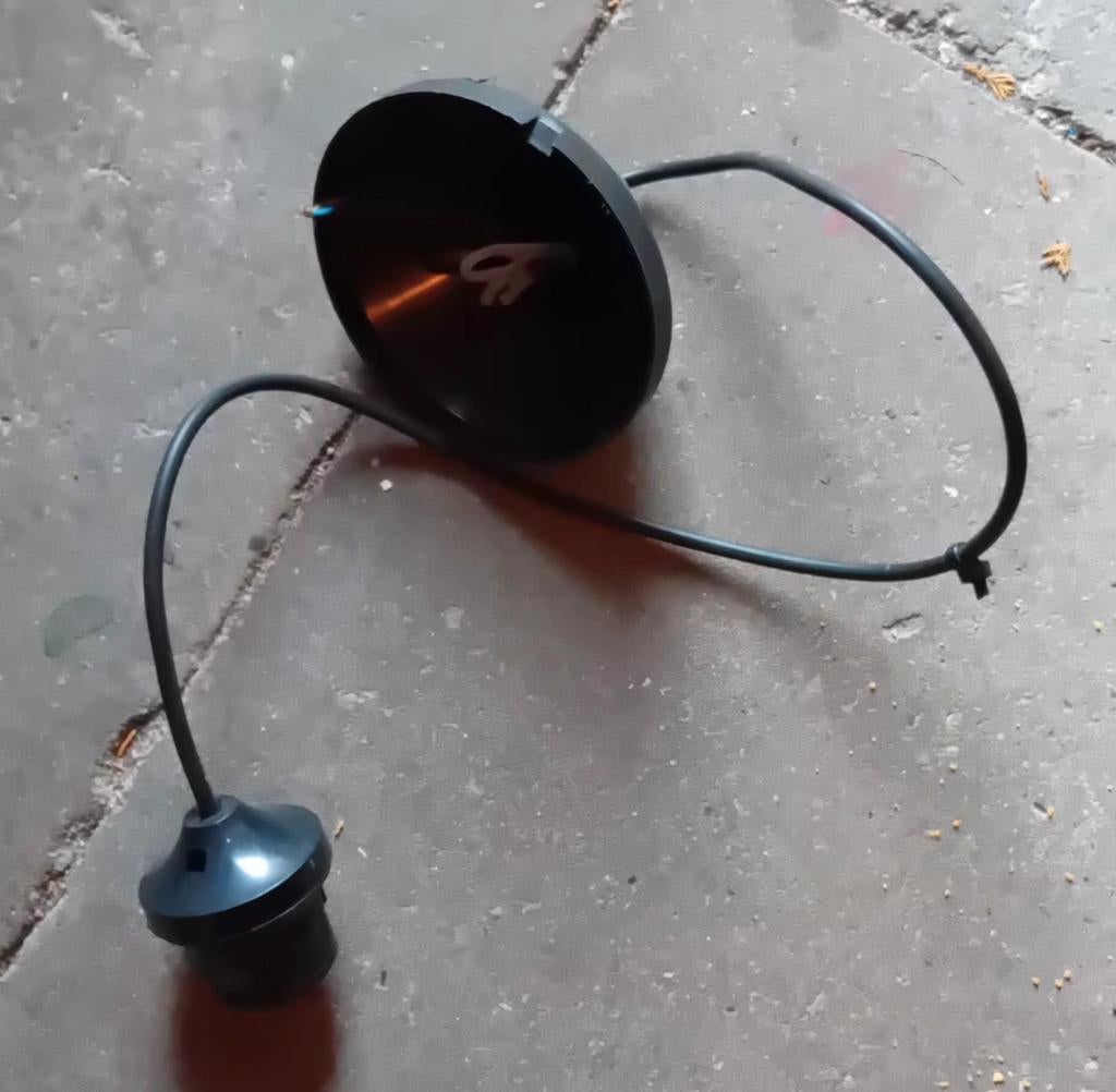 Lampfitting zwart met 1 meter kabel, Ophalen of Verzenden