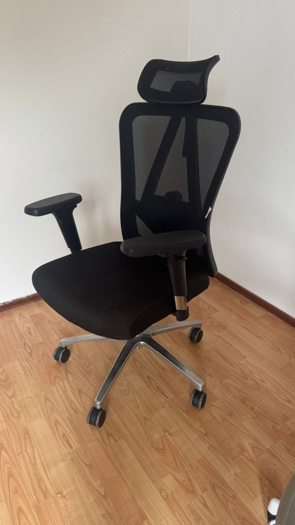 Ergonomische Bureaustoel met Hoofdsteun (Zwart), Ophalen, Gebruikt, Zwart, Bureaustoel