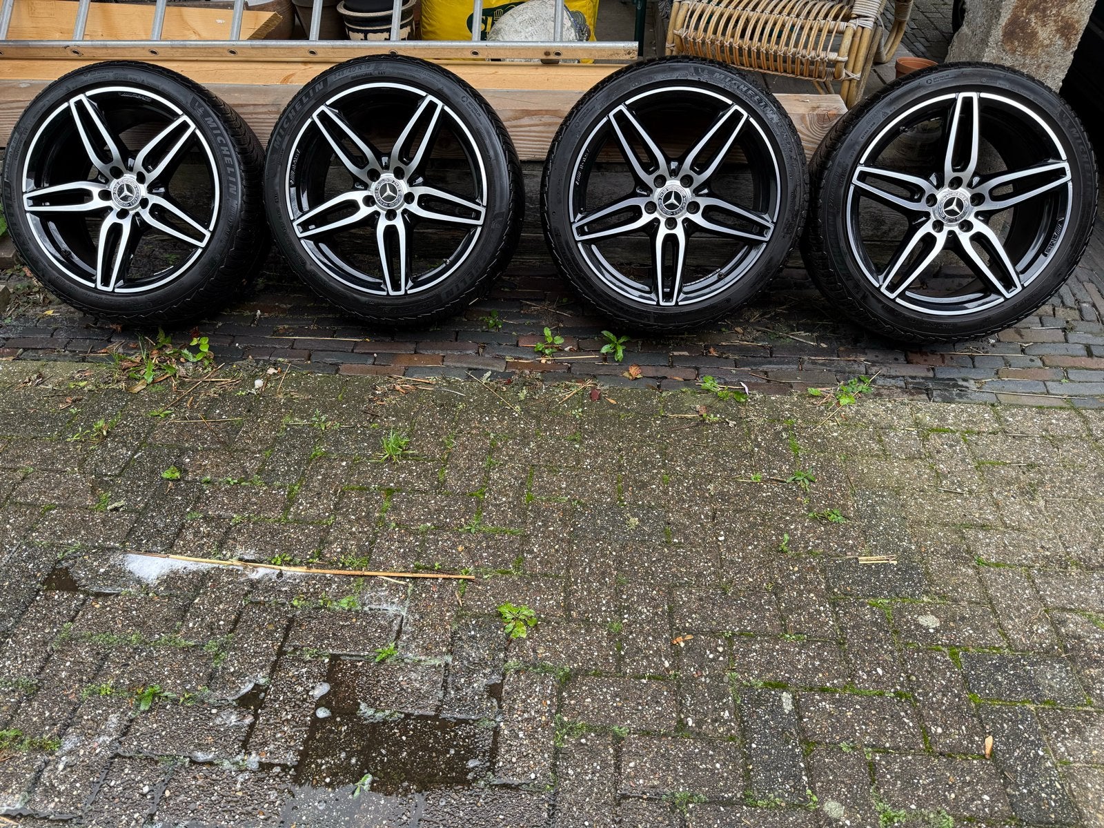 Originele Mercedes E43 AMG velgen 19 inch met winterbanden, Duitsland, Banden en Velgen, Winterbanden, Amg