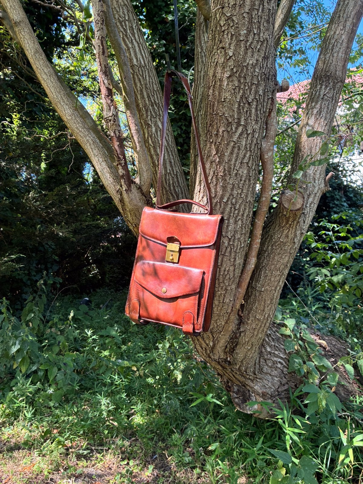 Vintage zadel tas, leer, jaren 70 - unie, Ophalen of Verzenden, Zo goed als nieuw, Bruin, Leer