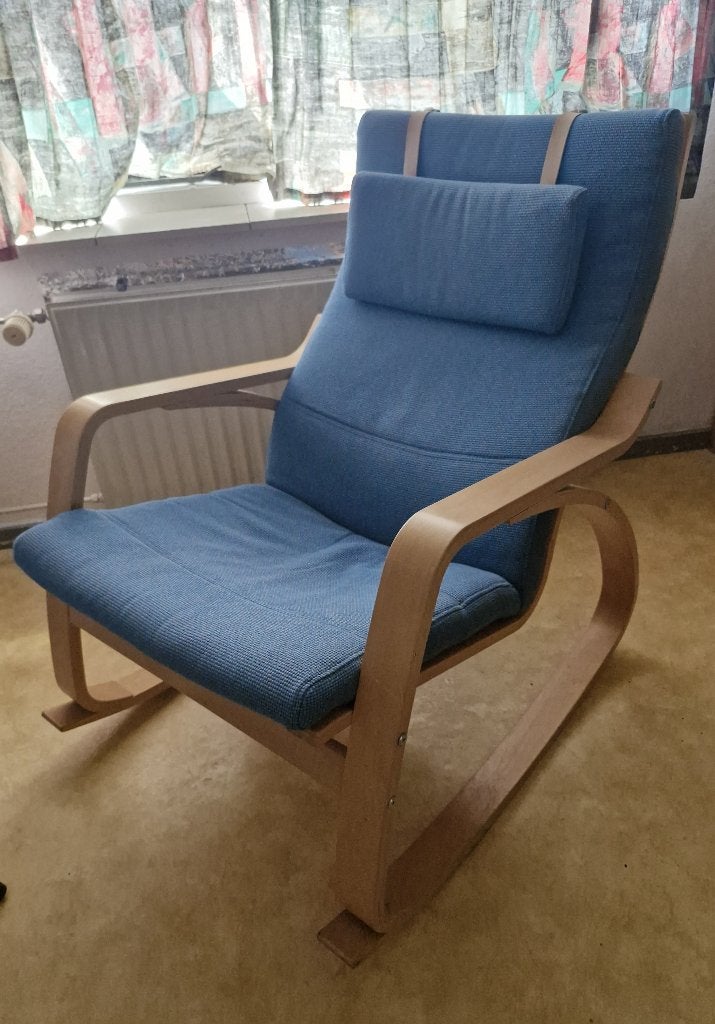 Ikea schommelfauteuil type POÄNG, Gebruikt, Zweeds design, 75 tot 100 cm, 50 tot 75 cm