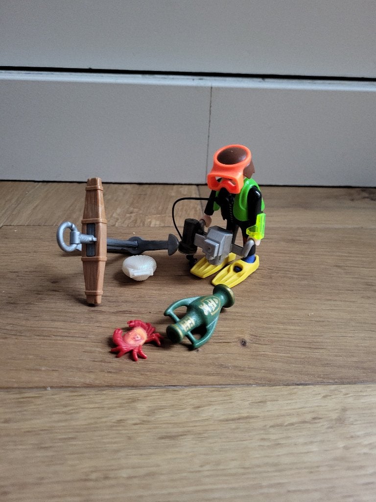 Playmobil Duiker met schat en krab 4786, Gebruikt, Complete set, Ophalen of Verzenden, Figuren