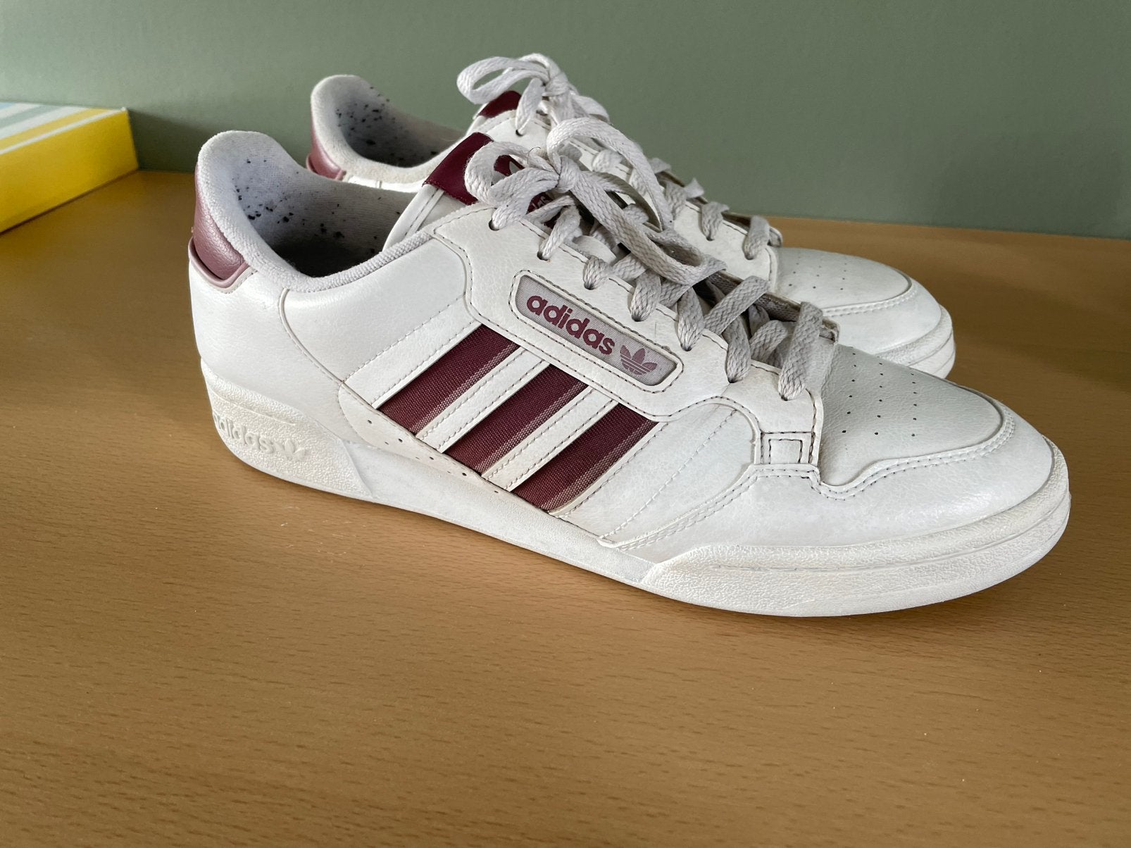 Adidas Continental 80 Stripes wit/bordeaux maat 47⅓, Ophalen of Verzenden, Gedragen, Wit