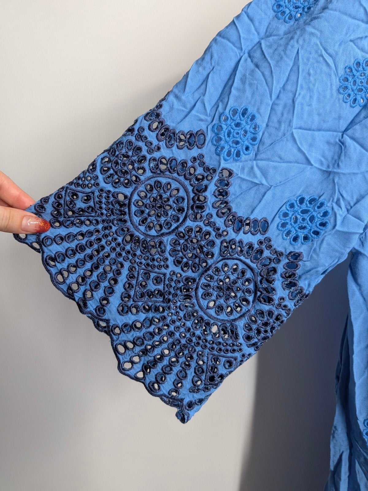 Boho jurk/tuniek felblauw met borduurwerk - Maat L (3515*), Maat 38/40 (M), Blauw, New collection, Ophalen of Verzenden