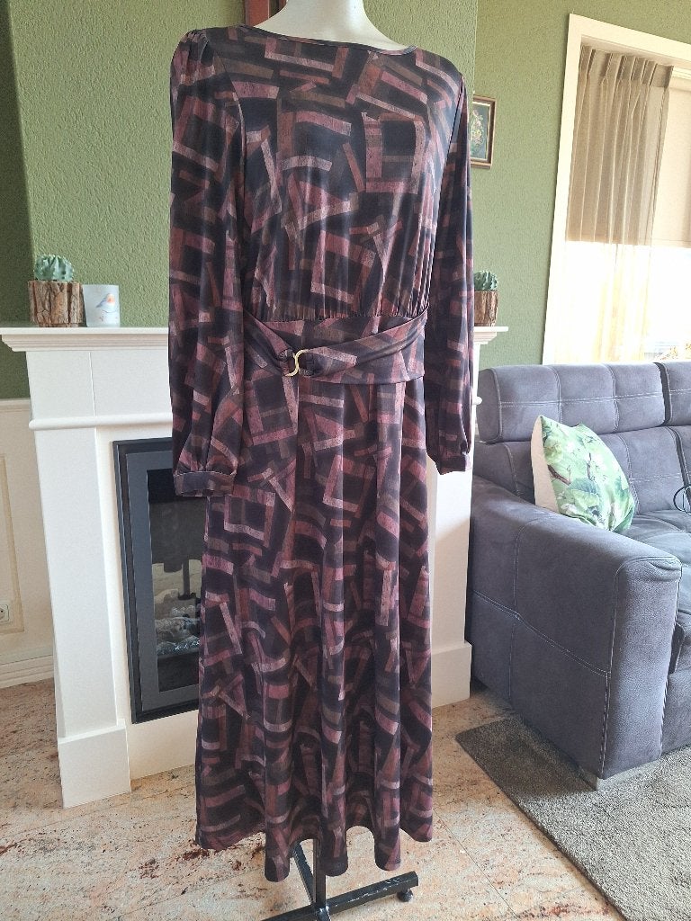 K-Design zwart aubergine bruine langere jurk L, Kleding | Dames, Jurken, K-design, Verzenden, Zwart, Maat 42/44 (L)