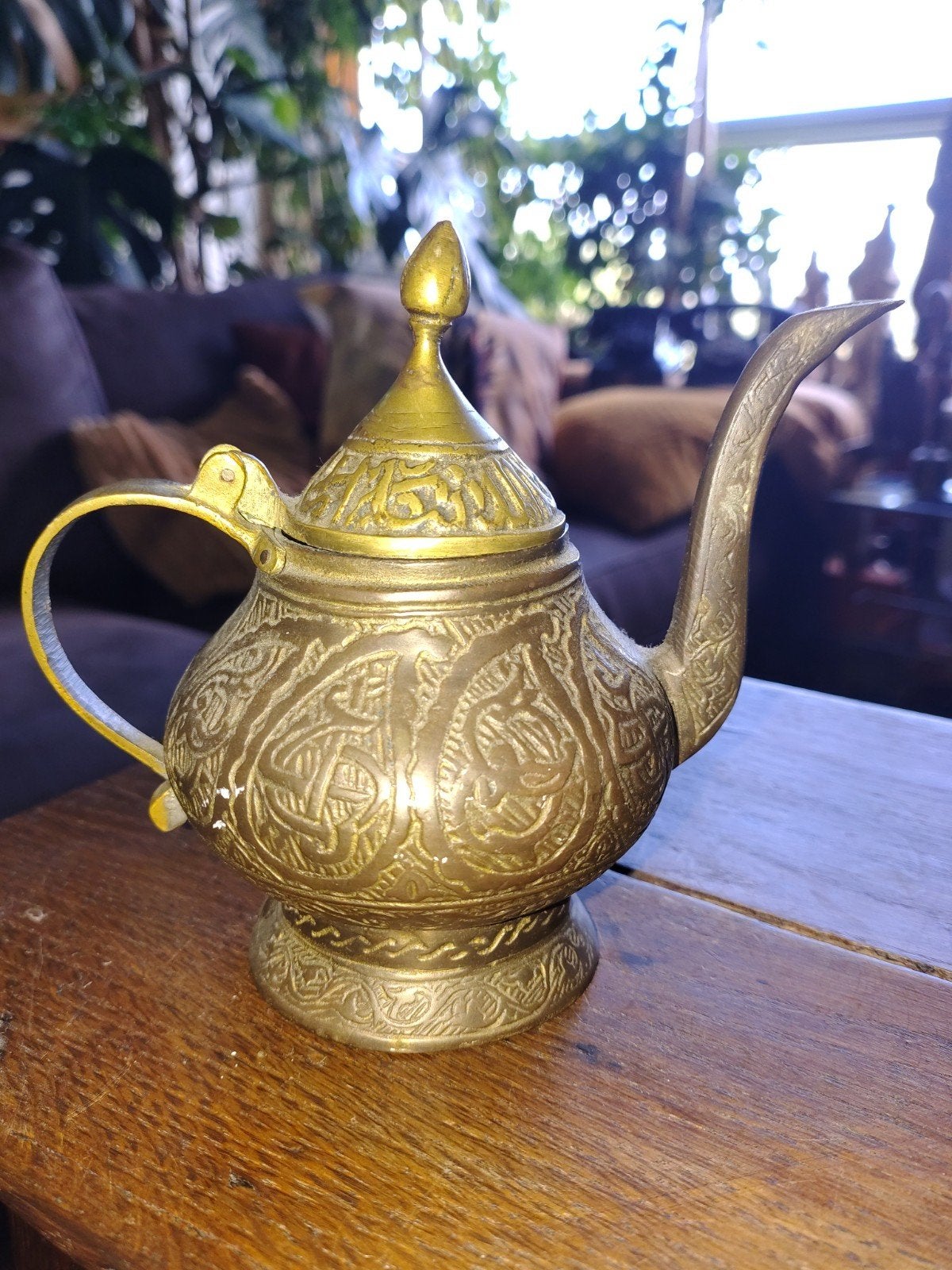 Vintage Messing Indiase Theepot - Boho / Antiek (13 cm), Antiek en Kunst, Ophalen of Verzenden