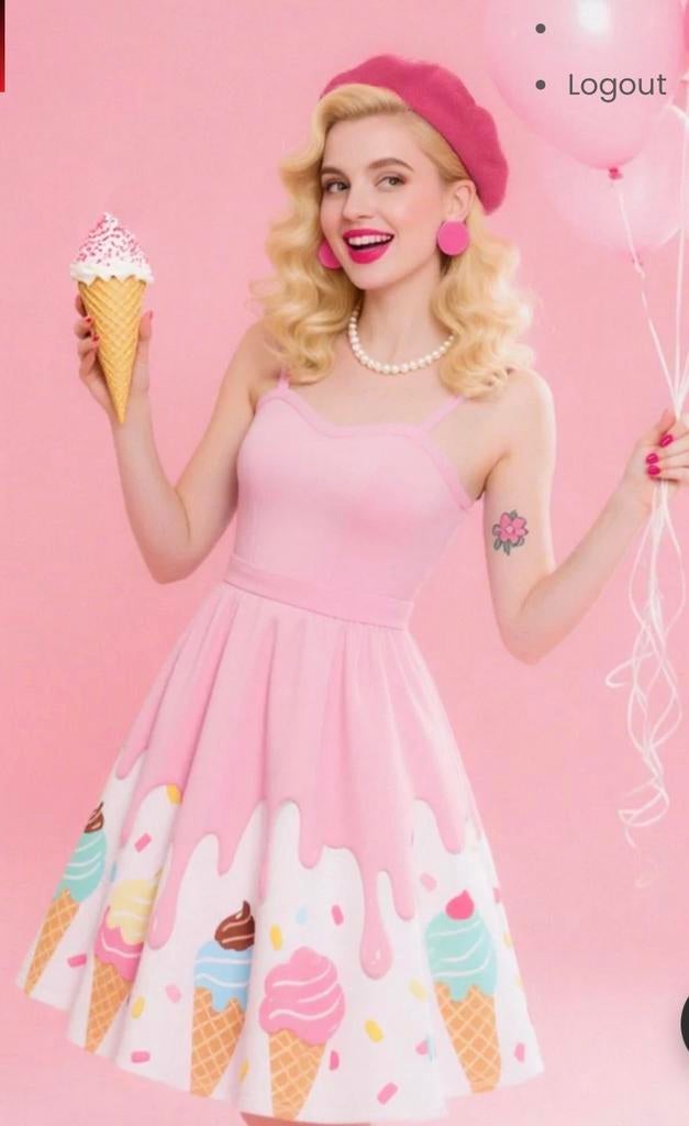 Retro Stage 1950s vintage jurk met ijsjespatroon, Kleding | Dames, Jurken, Ophalen of Verzenden, Nieuw, Maat 36 (S), Roze