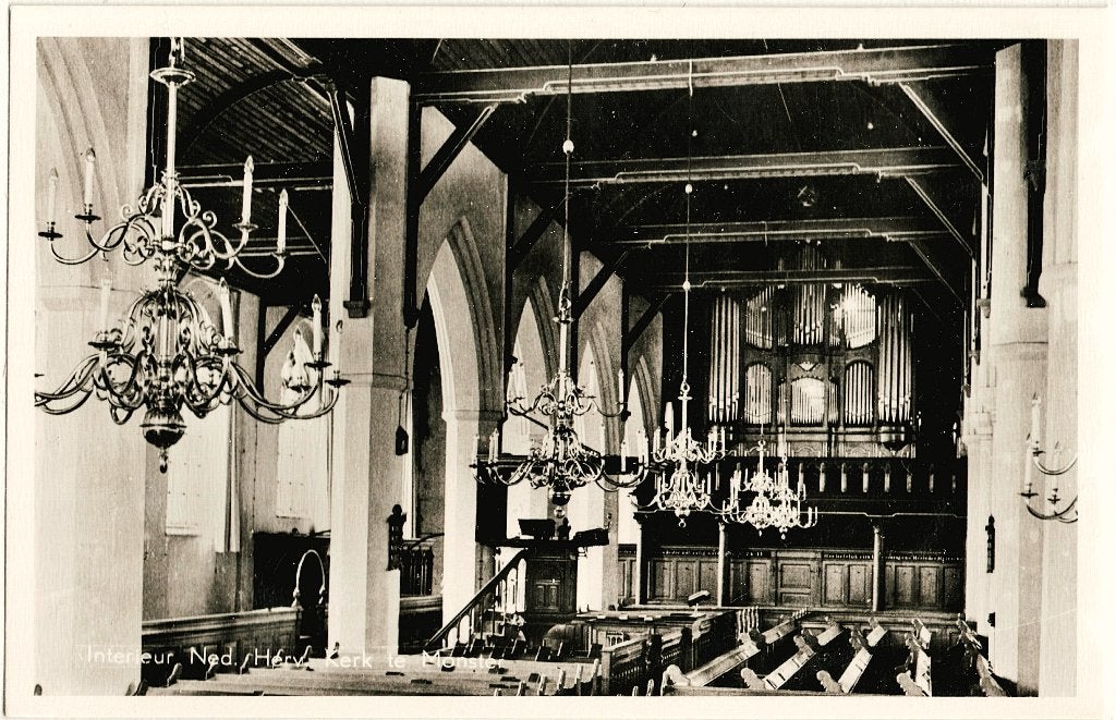 Monster, interieur ned.herv. Kerk ongelopen. richtprijs 4,==, Verzenden, 1940 tot 1960, Ongelopen, Zuid-Holland
