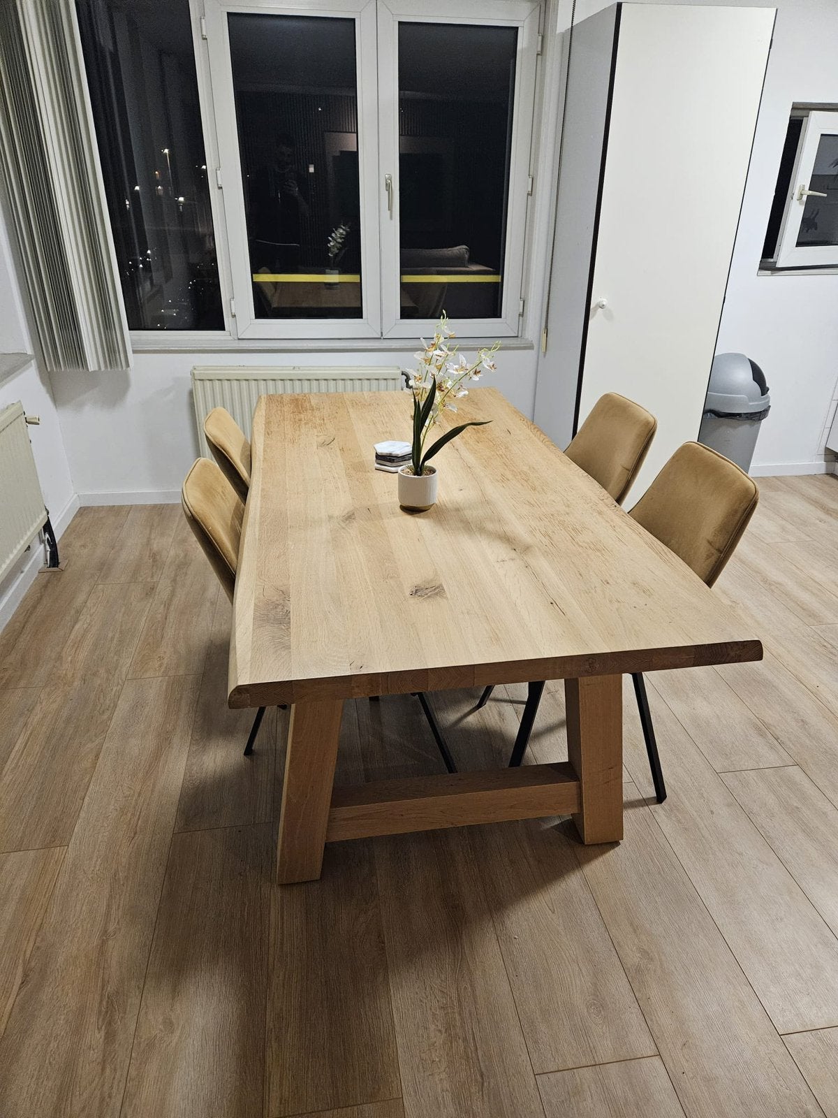 Eikenhouten eettafel 180 cm + 4 eetkamerstoelen, Huis en Inrichting, Ophalen, 50 tot 100 cm, Zo goed als nieuw, 150 tot 200 cm