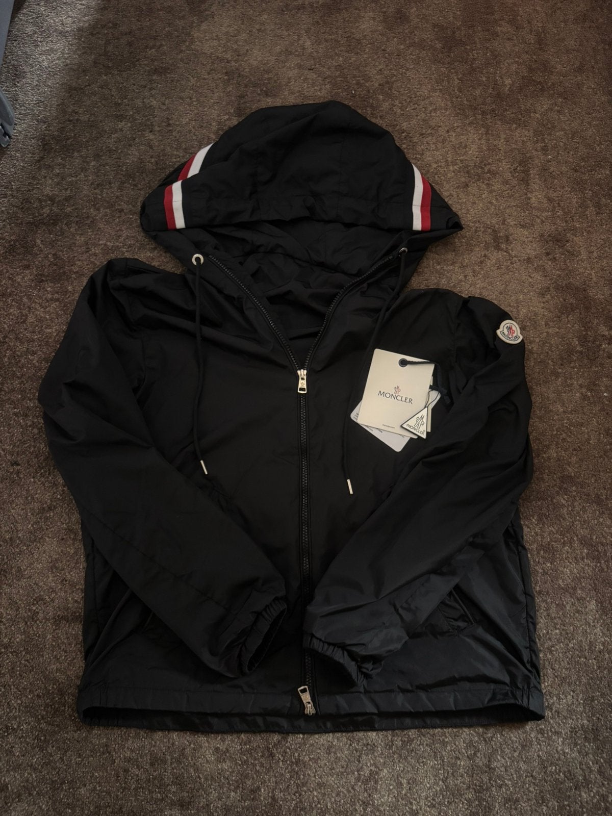 Moncler windbreaker zwart maat XS/S, Verzenden, Zo goed als nieuw, Maat 46 (S) of kleiner, Zwart