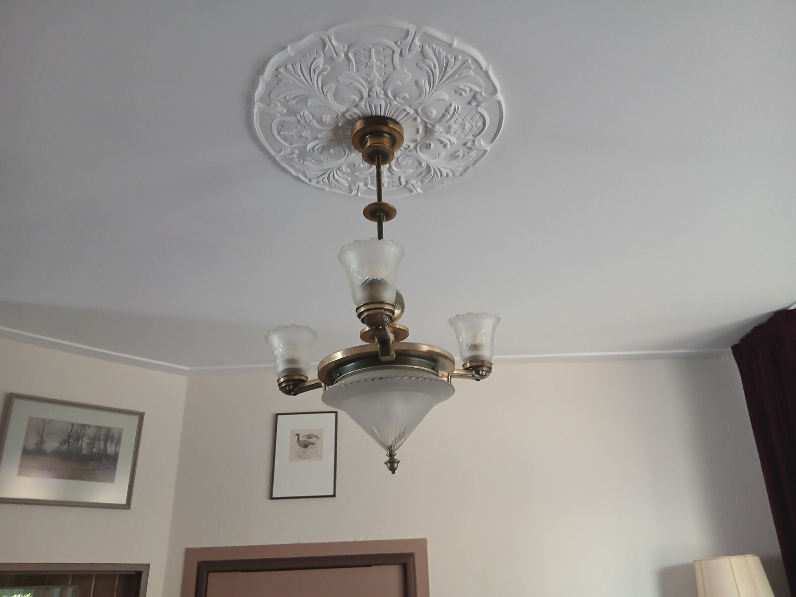 Antieke art deco hanglamp, Huis en Inrichting, Lampen | Kroonluchters, Ophalen, Gebruikt