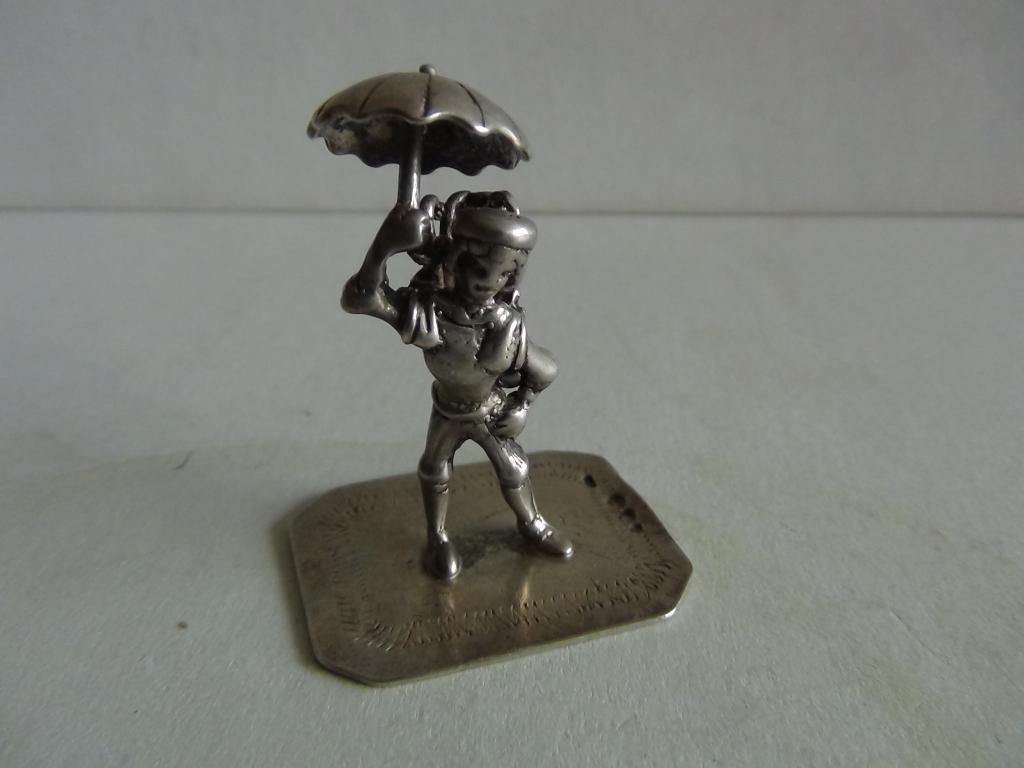 Miniatuur zilver EY20 parapluverkoper zilveren miniaturen, Antiek en Kunst, Verzenden, Zilver