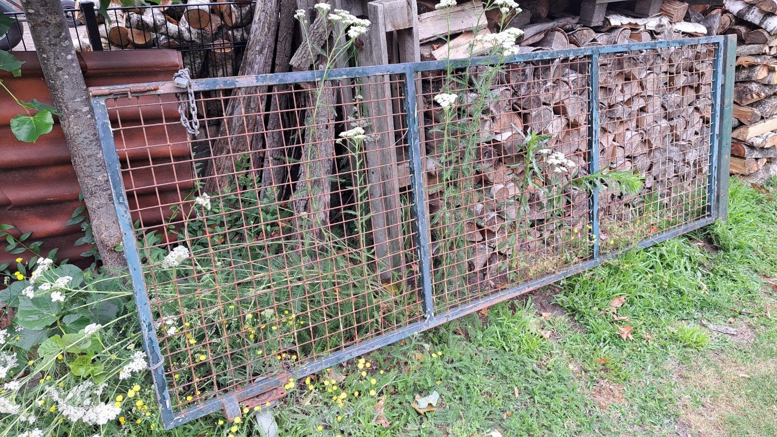 Poort metaal met steunwiel L 270 H 115 op steunwiel, Ophalen, Gebruikt, Overige typen, ?