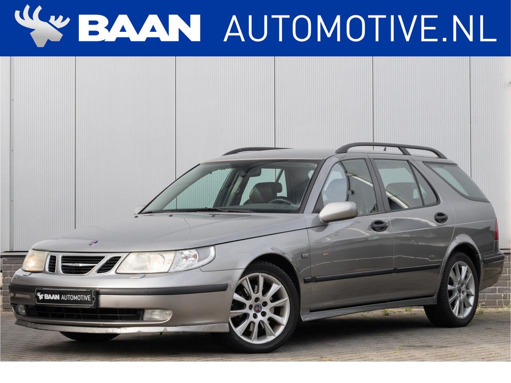 Saab 9-5 Estate 2.3 Turbo Aero | Nieuwe distributieketting, Auto's, 4 cilinders, Leder en Stof, 93 €/maand, Zilver of Grijs