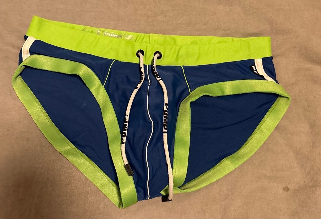 PUMP! Zwemslip Blauw/Neon Groen, Kleding | Heren, Badmode en Zwemkleding, Zwemslip, Maat 52/54 (L), PUMP!, Verzenden