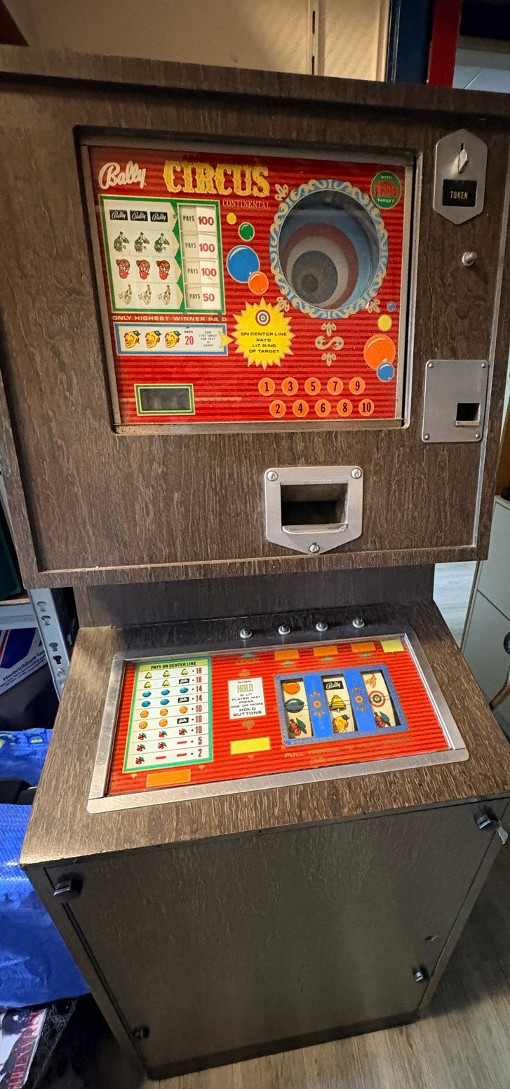 Vintage Bally Circus gokautomaat, Overige munten, Ophalen, Gebruikt