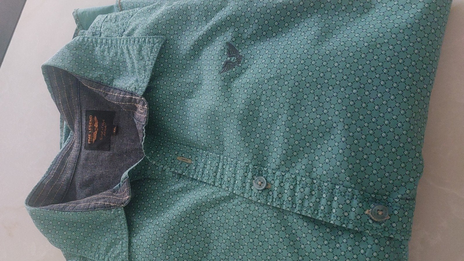 PME Legend Heren Blouse XXL Turquoise met Grijze Print, Ophalen, Zo goed als nieuw, Overige kleuren, PME Legend