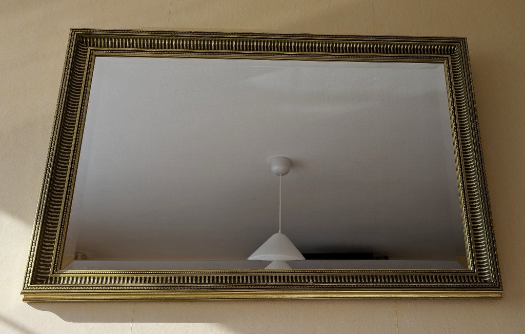 Bronzen spiegel - facet geslepen ! Zeer mooi, Ophalen, Gebruikt, 75 tot 100 cm, Minder dan 100 cm