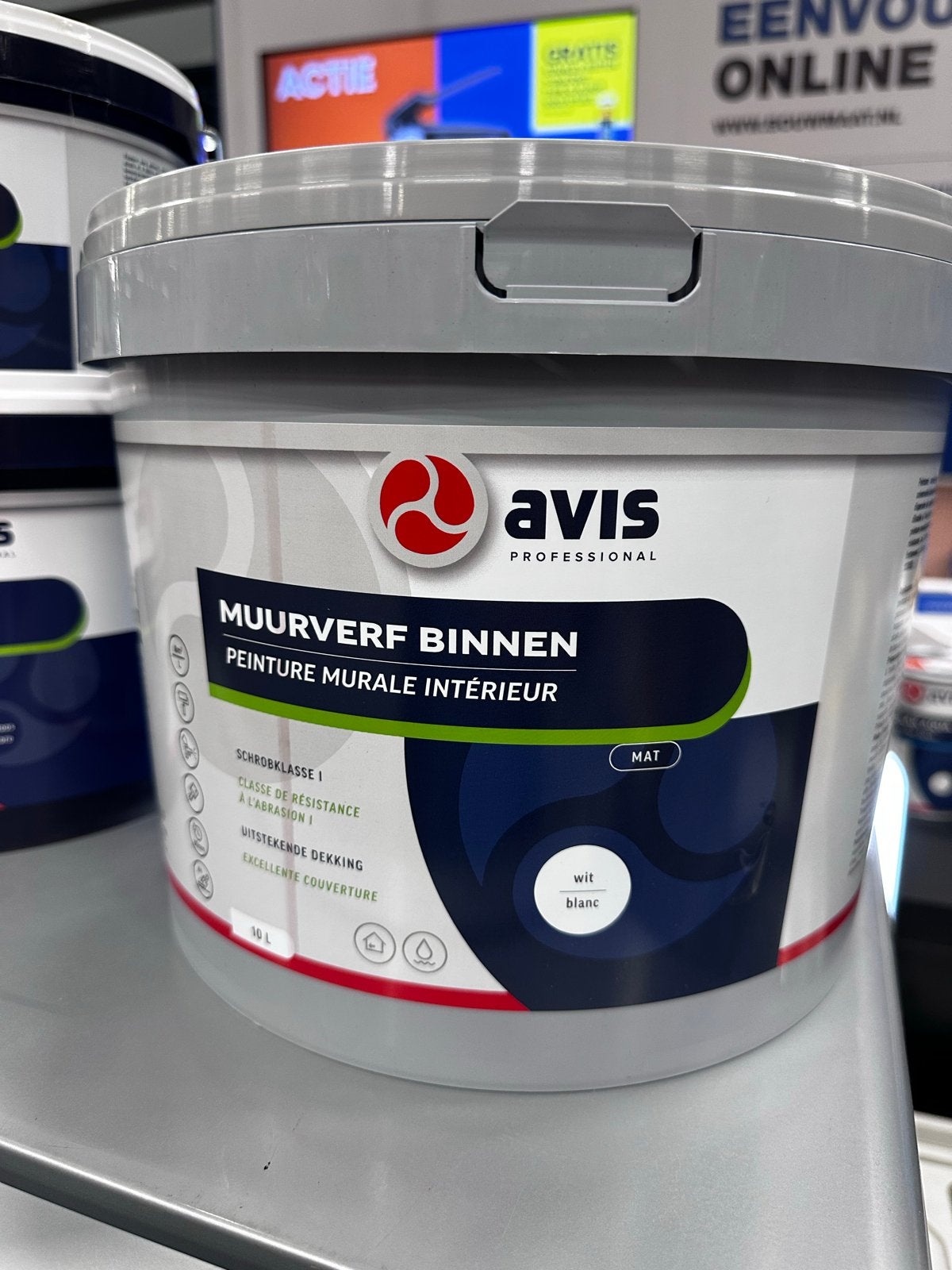 Avis Professional Muurverf Binnen - Mat Wit 10L, Ophalen, Nieuw, Overige typen