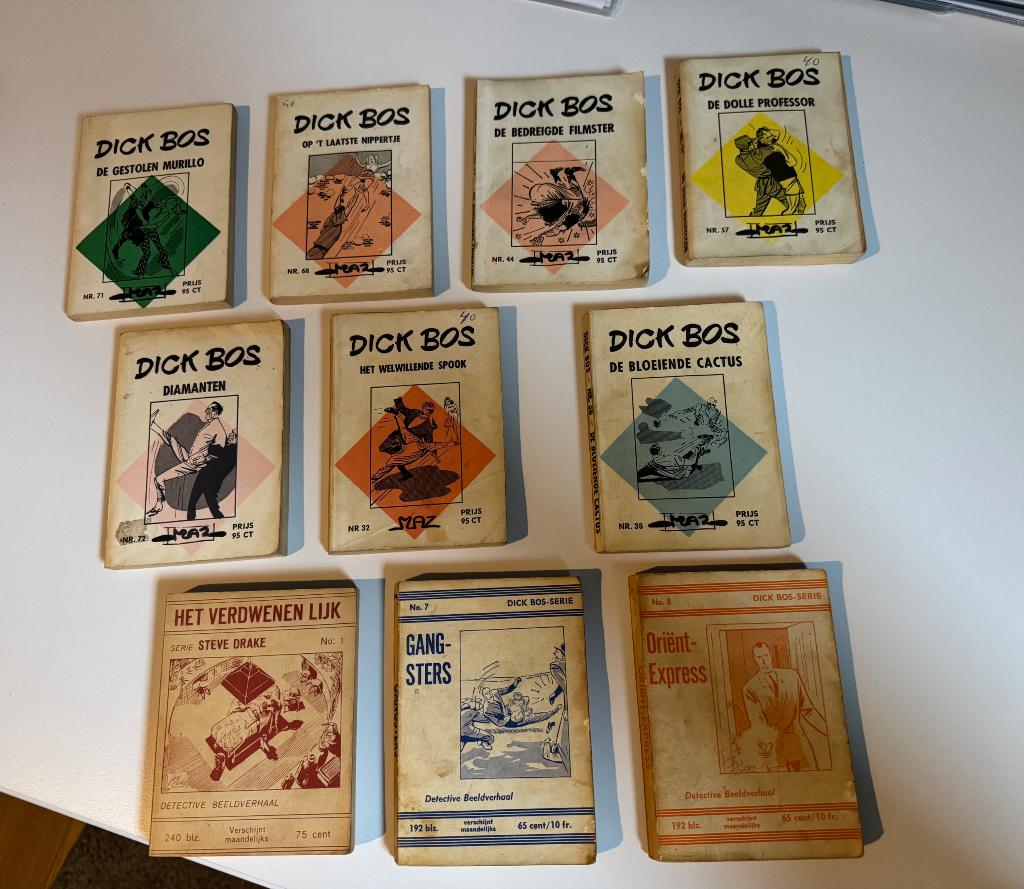 9x Dick Bos & detective pockets jaren 50/60 –, Boeken, Gelezen, Dick Bos, Verzenden, Meerdere stripboeken