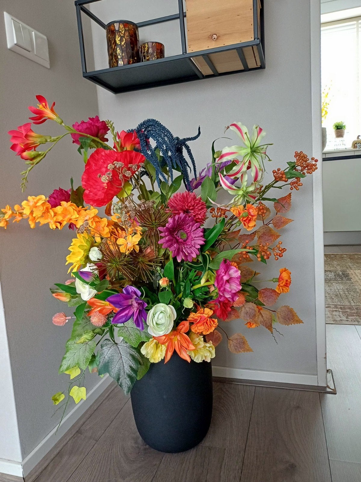 prachtige zijden bloemen boeket nieuw, Huis en Inrichting, Zijde, Ophalen of Verzenden, Nieuw, Boeket