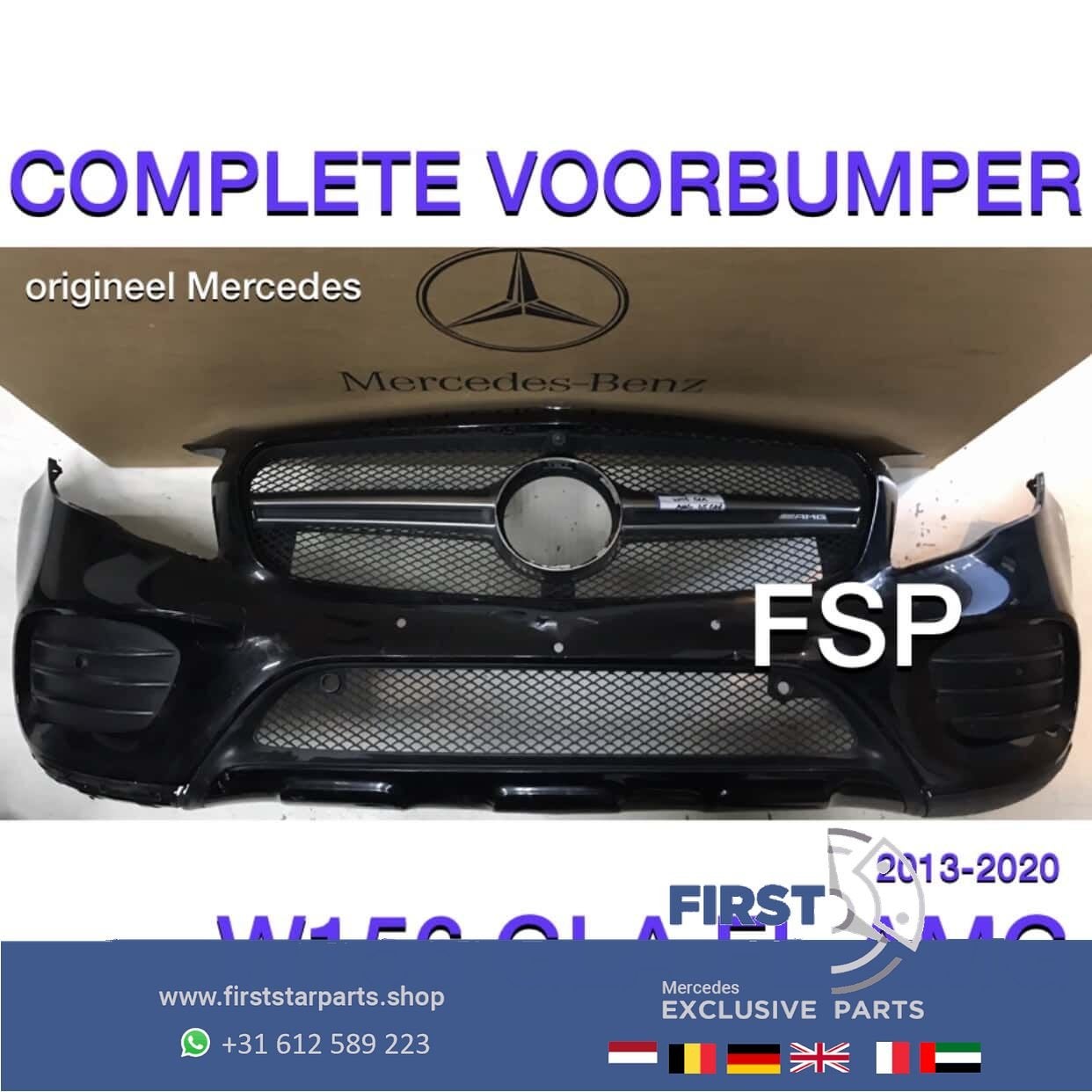 W156 X156 GLA AMG VOORBUMPER COMPLEET ZWART + GLA 45 AMG GRI, Gebruikt, -, Voor, Ophalen of Verzenden