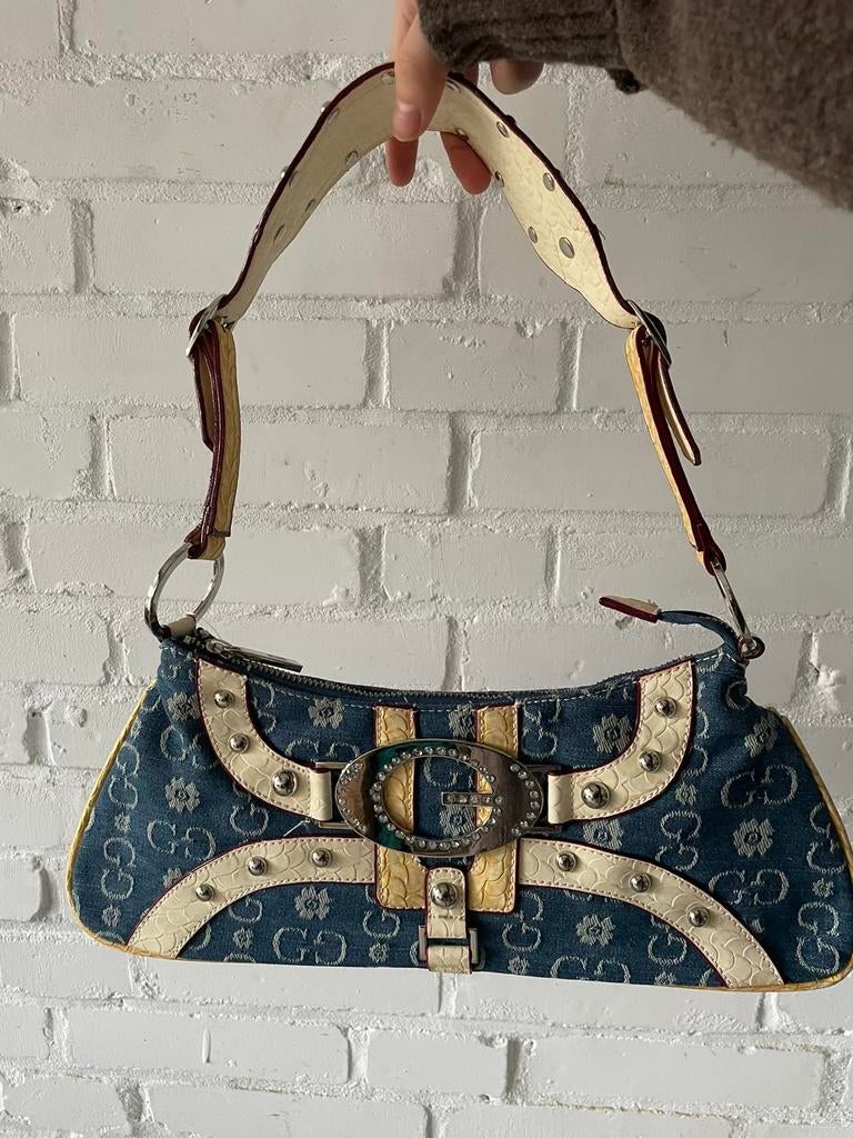 Vintage Gussaci Y2K denim handbag, Ophalen of Verzenden, Nieuw, Blauw, Schoudertasje