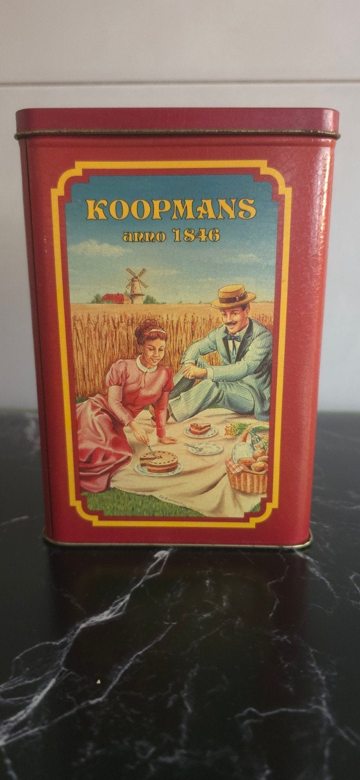 Vintage Koopmans Anno 1846 Blik - Decoratief Bewaarblik, Ophalen of Verzenden, Gebruikt, Overige