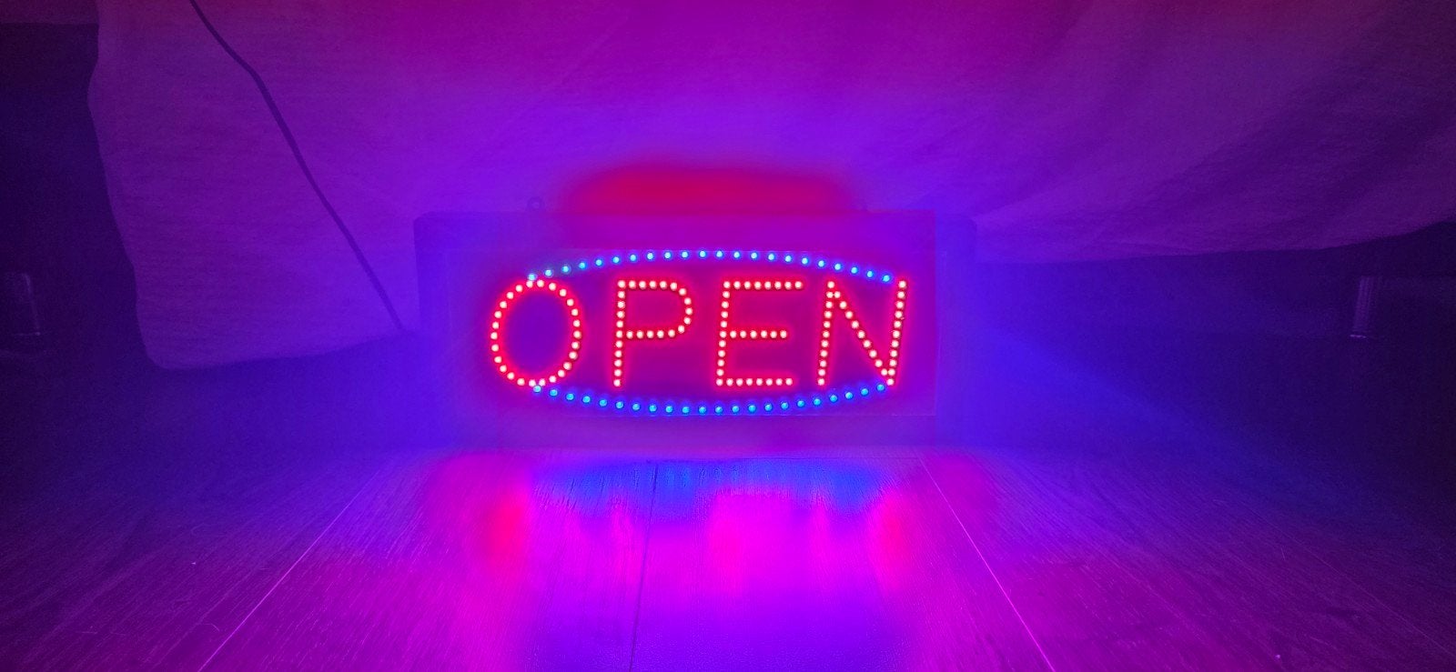 LED Neon Open Sign - Rood en Blauw Licht, Met schakelaar, Overige merken, Gebruikt, Kunststof