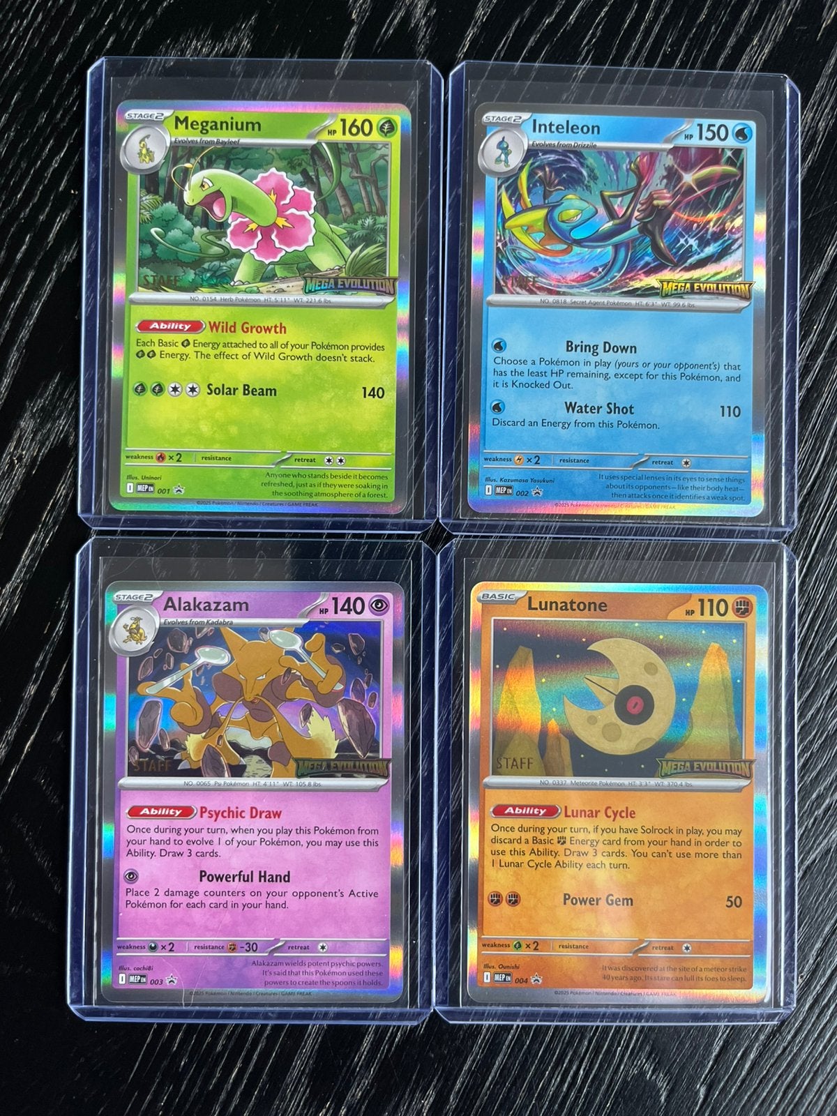Mega Evolution MEG 001 t/m 004 Staff promo set van van 4, Ophalen, Zo goed als nieuw