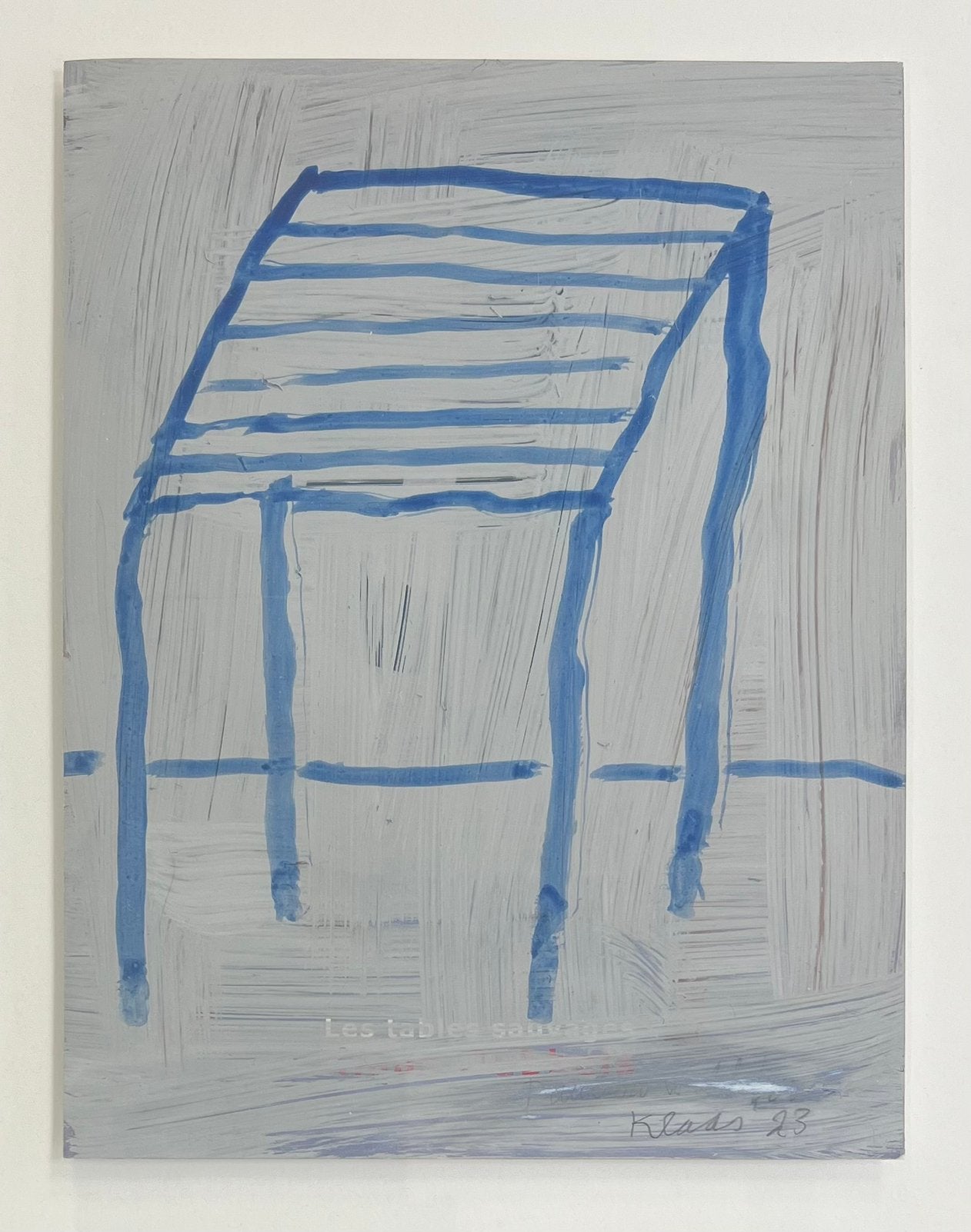 Klaas Gubbels, Blauwe tafel, schilderij op papier, Ophalen of Verzenden
