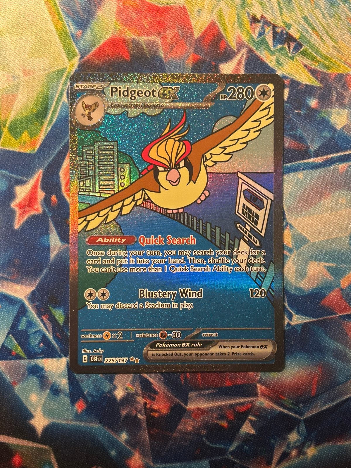Pidgeot Ex Alt Art 225/197, Hobby en Vrije tijd, Verzamelkaartspellen | Pokémon, Ophalen of Verzenden, Nieuw, Losse kaart, Foil