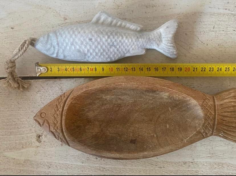 Houten vis schaal met vis zeep, Huis en Inrichting, Ophalen of Verzenden, Zo goed als nieuw, Rond, Hout