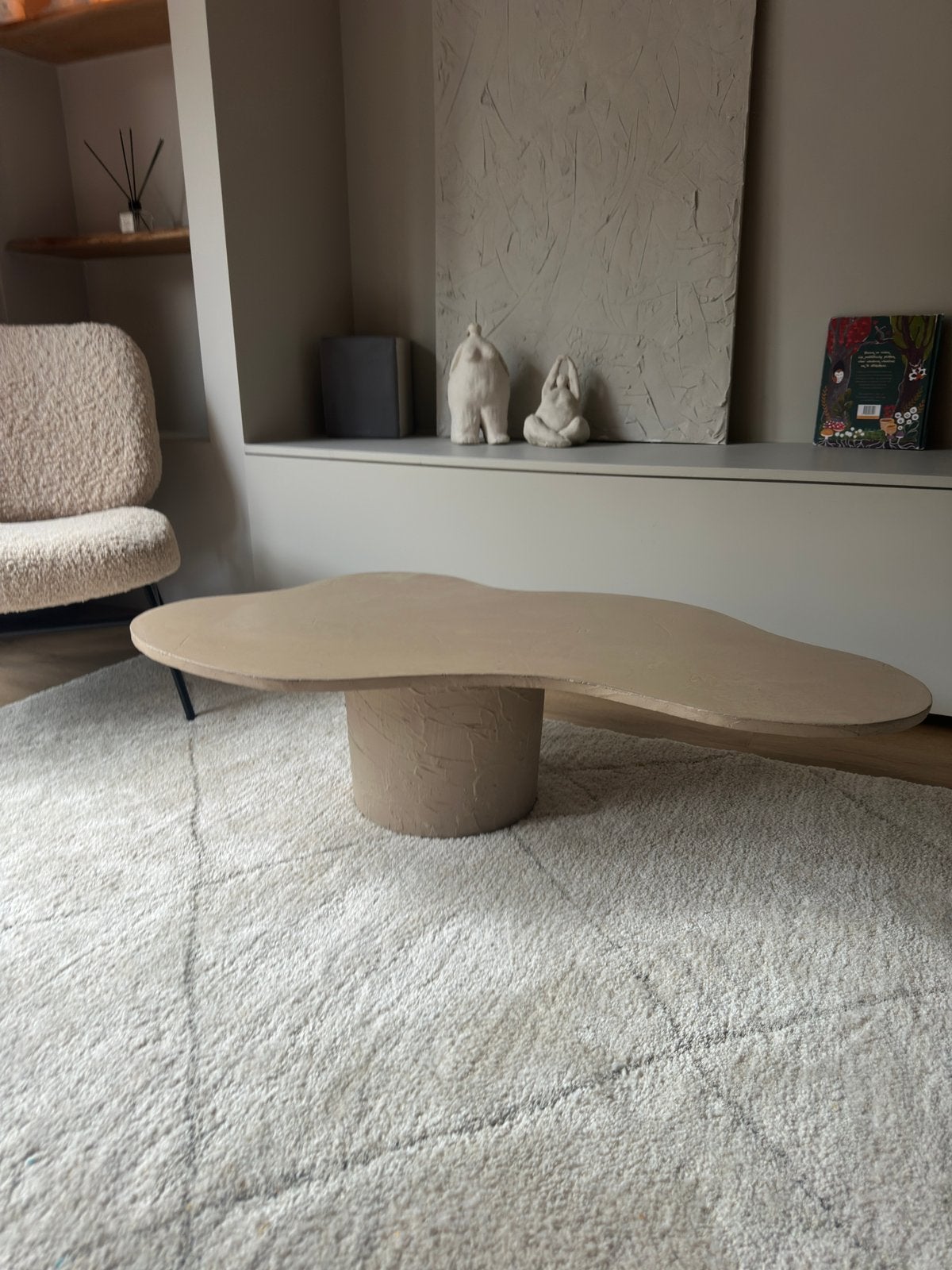 Unieke organische salontafel - beige/zandkleurig, Ophalen, Overige materialen, 100 tot 150 cm, 50 tot 100 cm