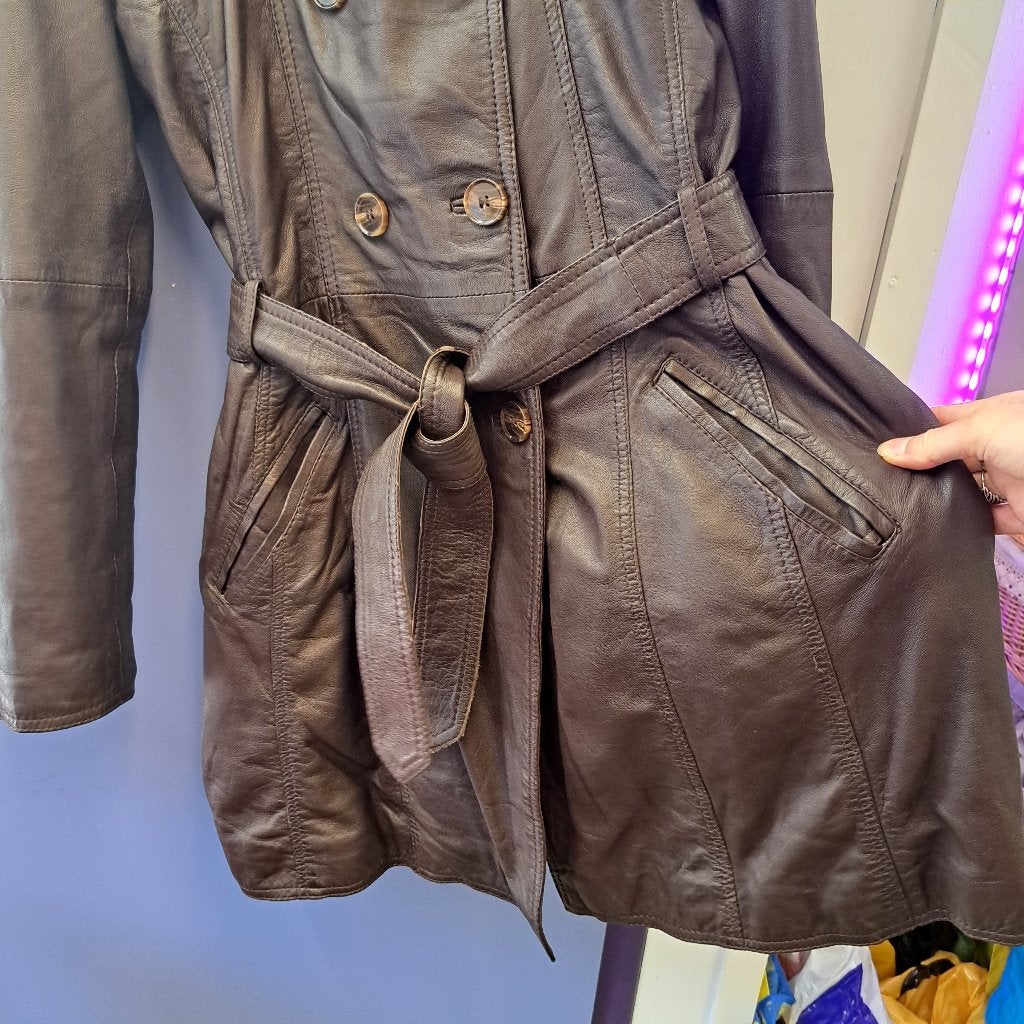 Rino & Pelle leren jas trenchcoat winter m 42 lamsleer 49538, Bruin, ., Maat 42/44 (L), Ophalen of Verzenden