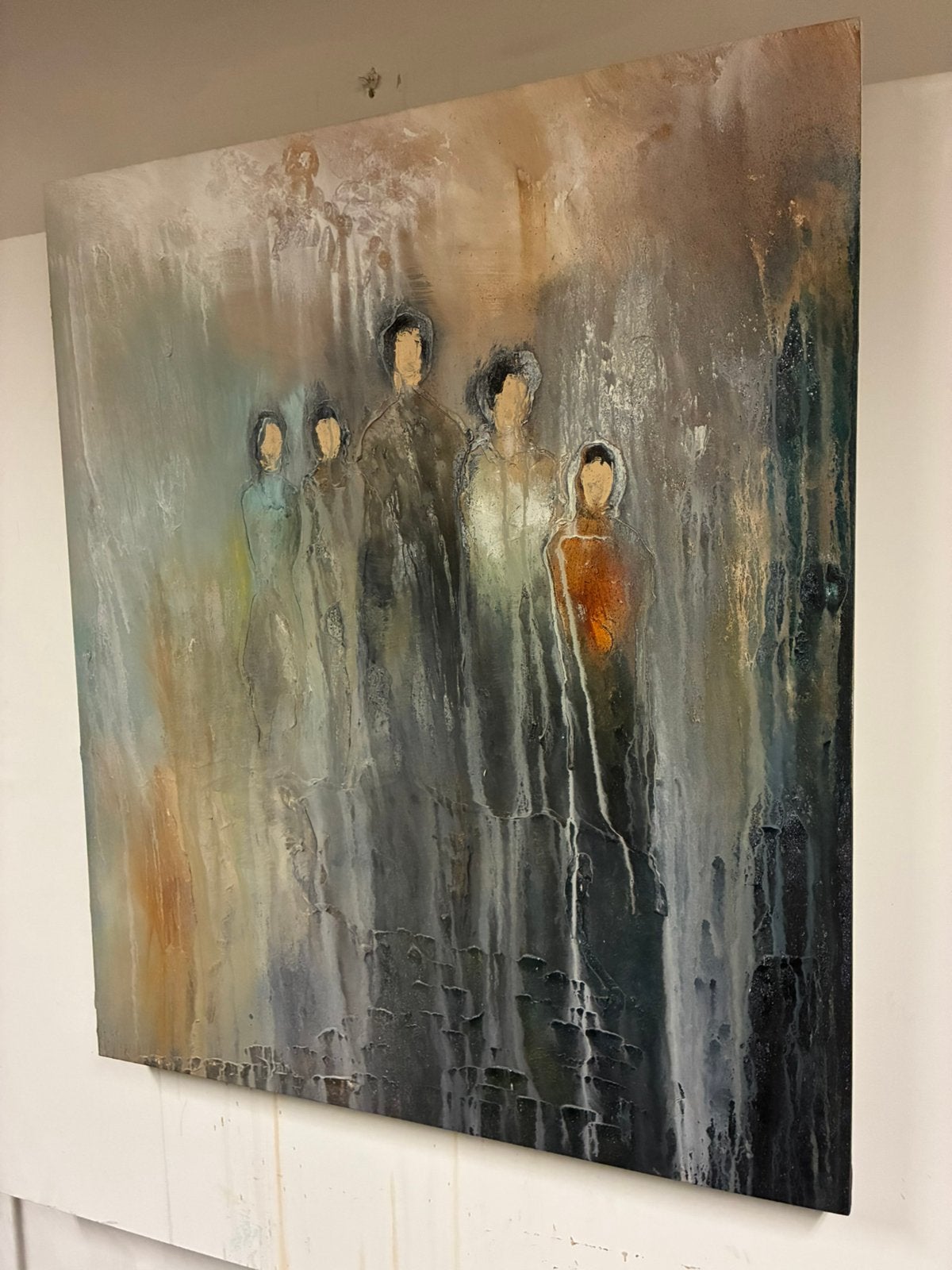 Gezins schilderij 5 personen, Antiek en Kunst, Ophalen