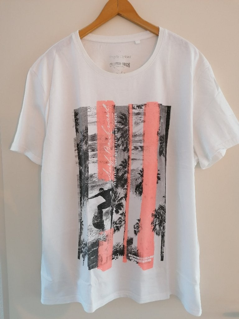 Wit shirt met applicatie, maat 2XL, Kleding | Heren, Angelo Litrico, Wit, Shirt, Ophalen of Verzenden