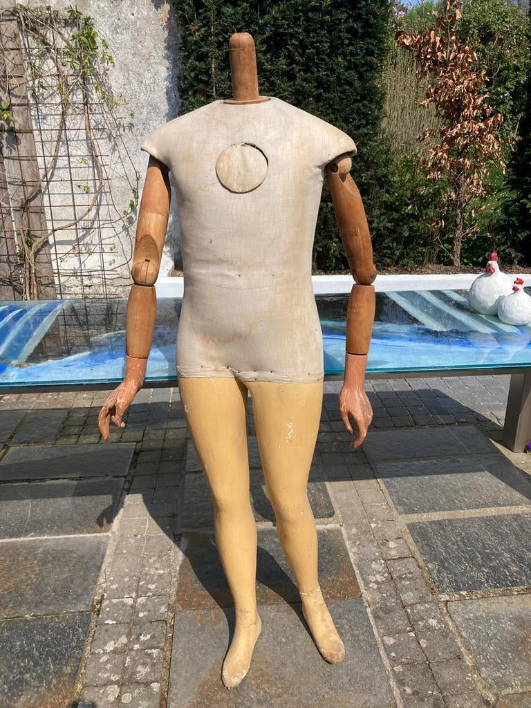 Vintage paspop met armen en benen, Antiek en Kunst, Ophalen
