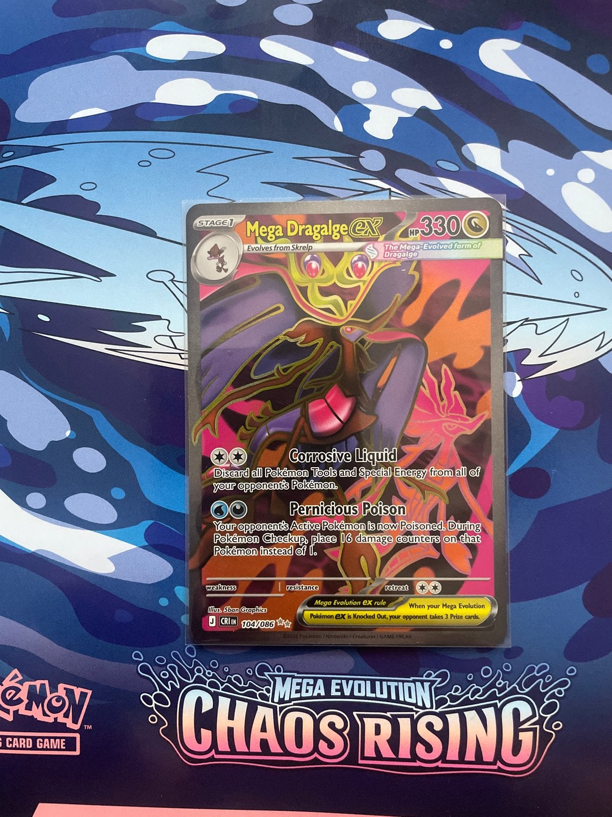 Mega Dragalge EX Pokémon Kaart - Chaos Rising, Ophalen, Zo goed als nieuw, Losse kaart