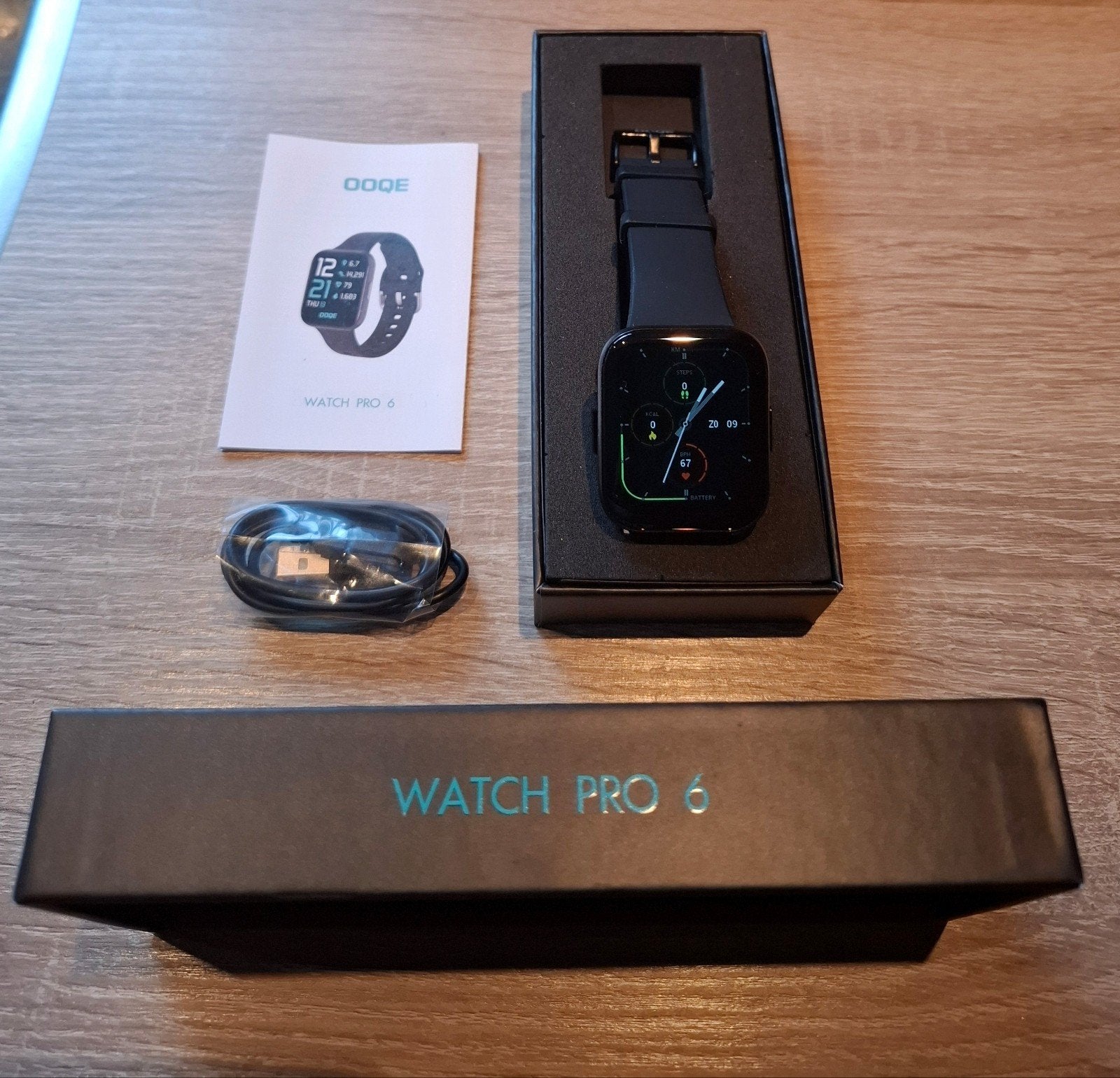 Smartwatch, Watch PRO 6, OOQE,, Ophalen of Verzenden, Zo goed als nieuw, Zwart, Android