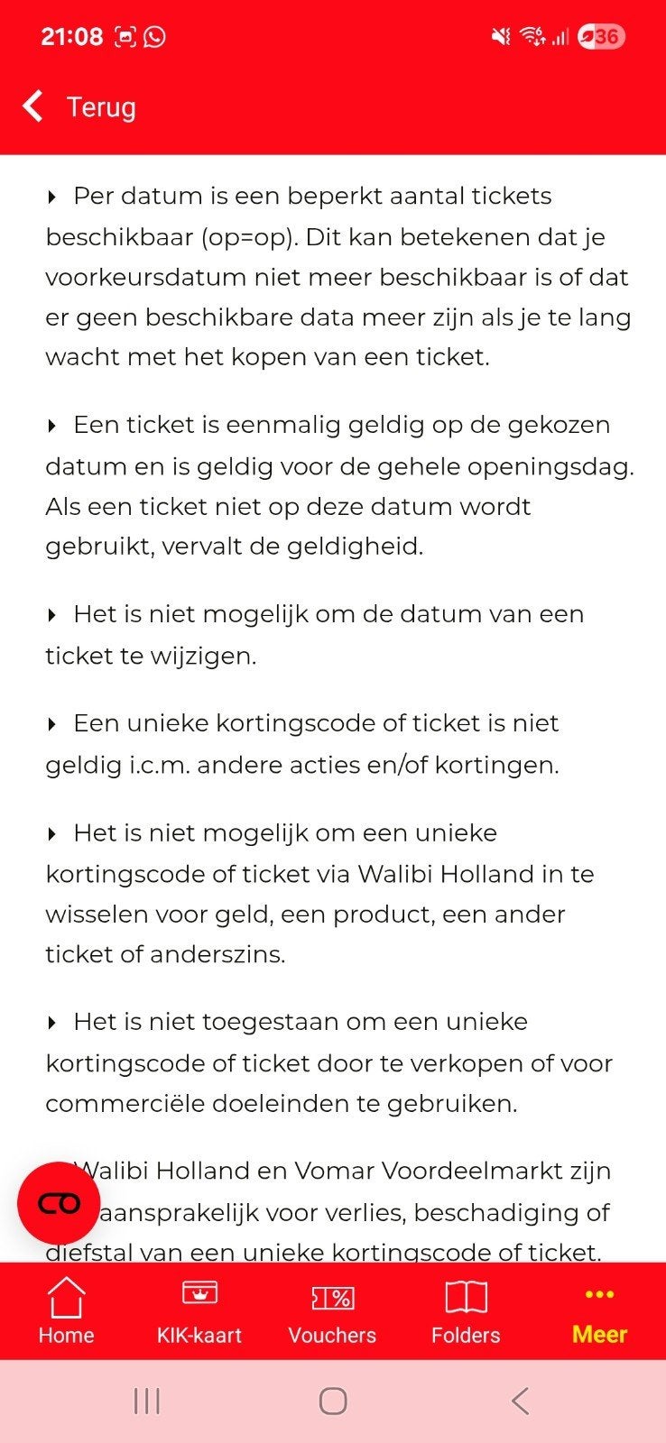 walibi korting kaartjes, Eén persoon, Ticket of Toegangskaart