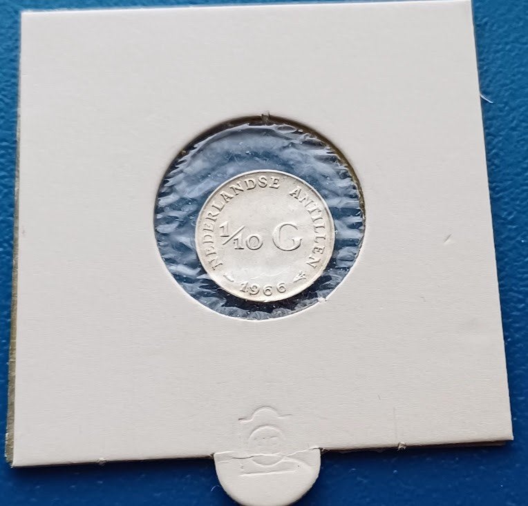 Nederlandse Antillen 1/10 gulden - 1966 (vis zonder ster), Koningin Juliana, Verzenden, Zilver, 10 cent