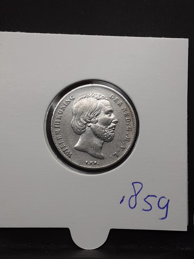 1/2 gulden 1859 Koning Willem III, Postzegels en Munten, Munten | Nederland, ½ gulden, Koning Willem III, Zilver, Ophalen of Verzenden