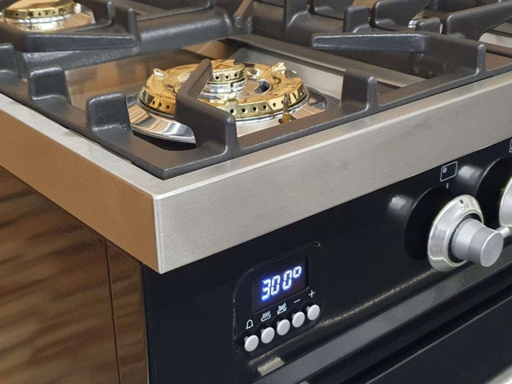 Luxe Boretti Fornuis 80cm hoogglans zwart rvs 300 C oven, Niet ingevuld, 60 cm of meer, Niet ingevuld, Ophalen of Verzenden