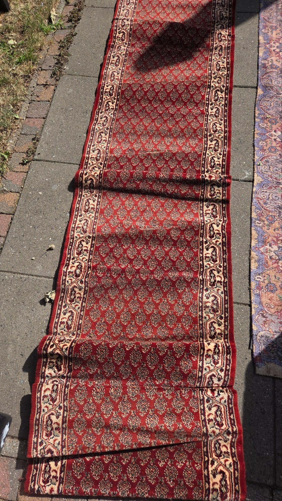 Mooie rode loper met patroon, Huis en Inrichting, Stoffering | Tapijten en Kleden, Gebruikt, 200 cm of meer, Rood, Rechthoekig